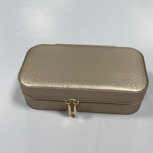 Luxury PU Leather Travel Jewelry Case with Zipper Closure - 副本