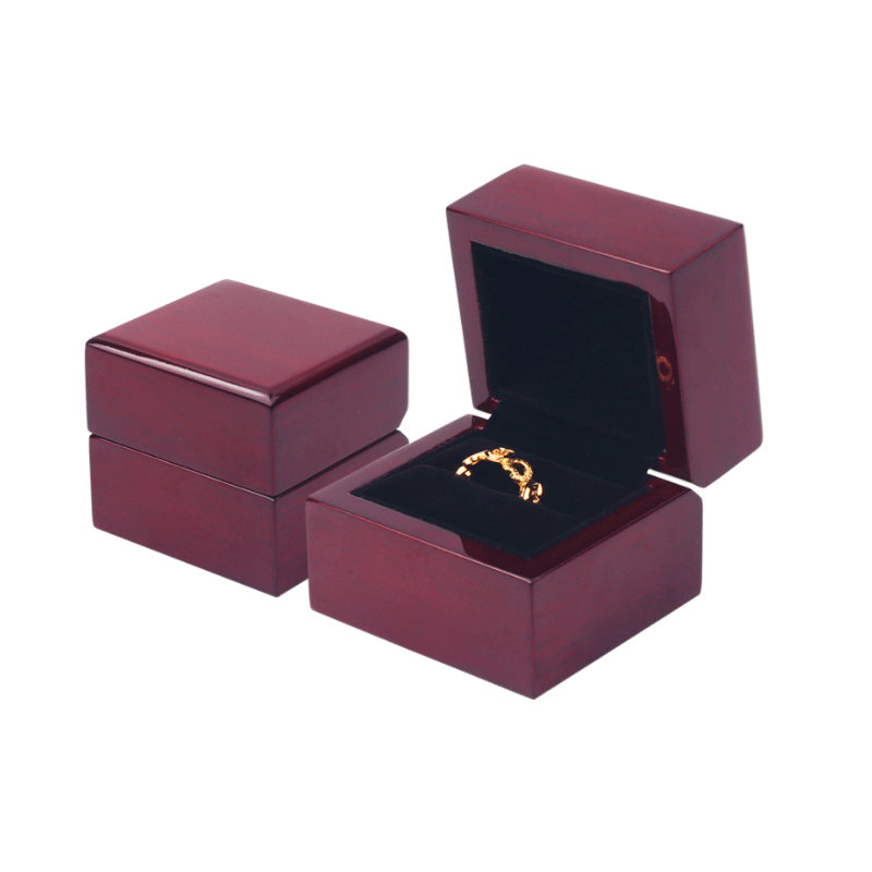 Wooden Small New Magnetic Jewelry Gift Box Wood Ring Box 