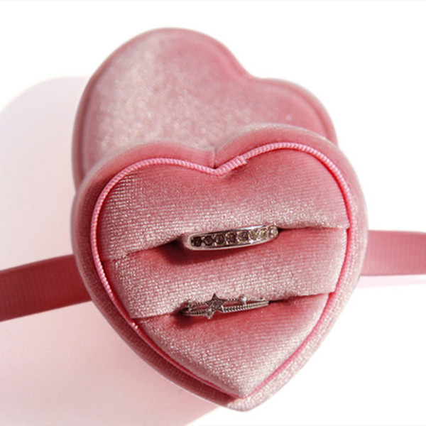Wholesale Velvet Ring Box Wedding Velvet Ring Box heart Shape Ring Box 