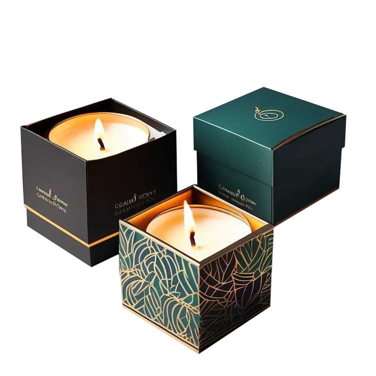 Green and black luxury candle boxes for retail display