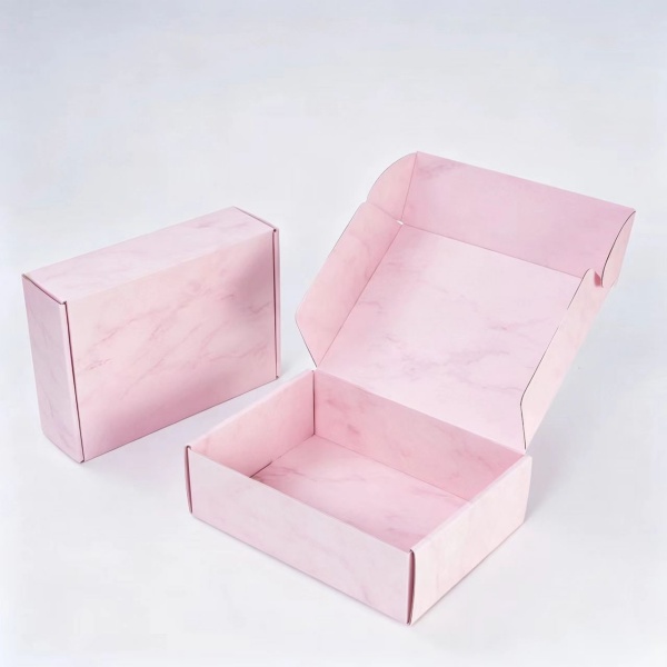 Pink Marble Print Corrugated Mailer Boxes