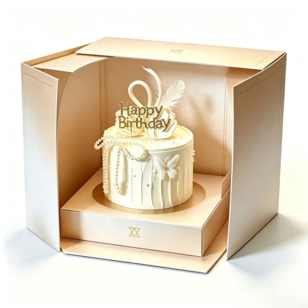 Premium Champagne Color Birthday Cake Gift Packaging