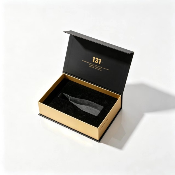  Custom Black Gold Rigid Packaging Box