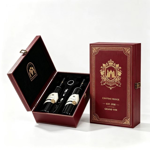 Premium Double Wine Bottle Gift Box with Custom Logo