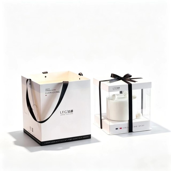 Custom Clear Cake Gift Box with Matching Paper Bag
