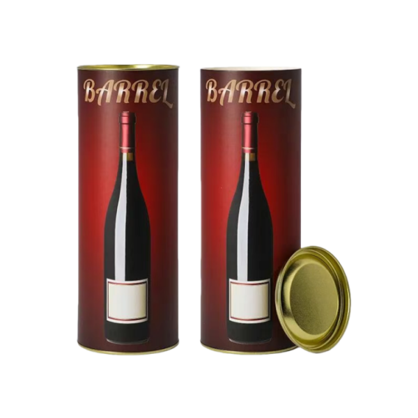 Gold Metal Lid Wine Tube Gift Box