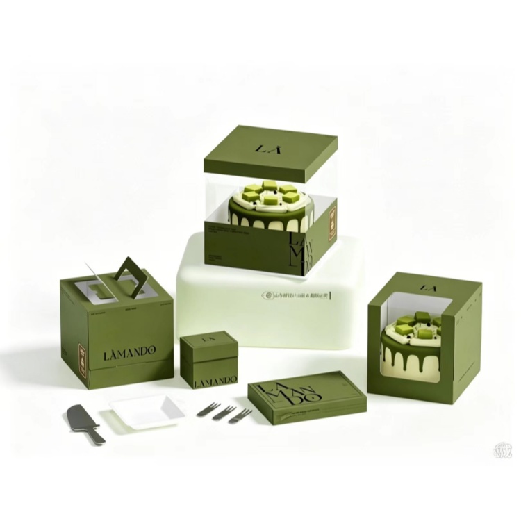 Custom Green Square Cake Box with Window-2.jpg